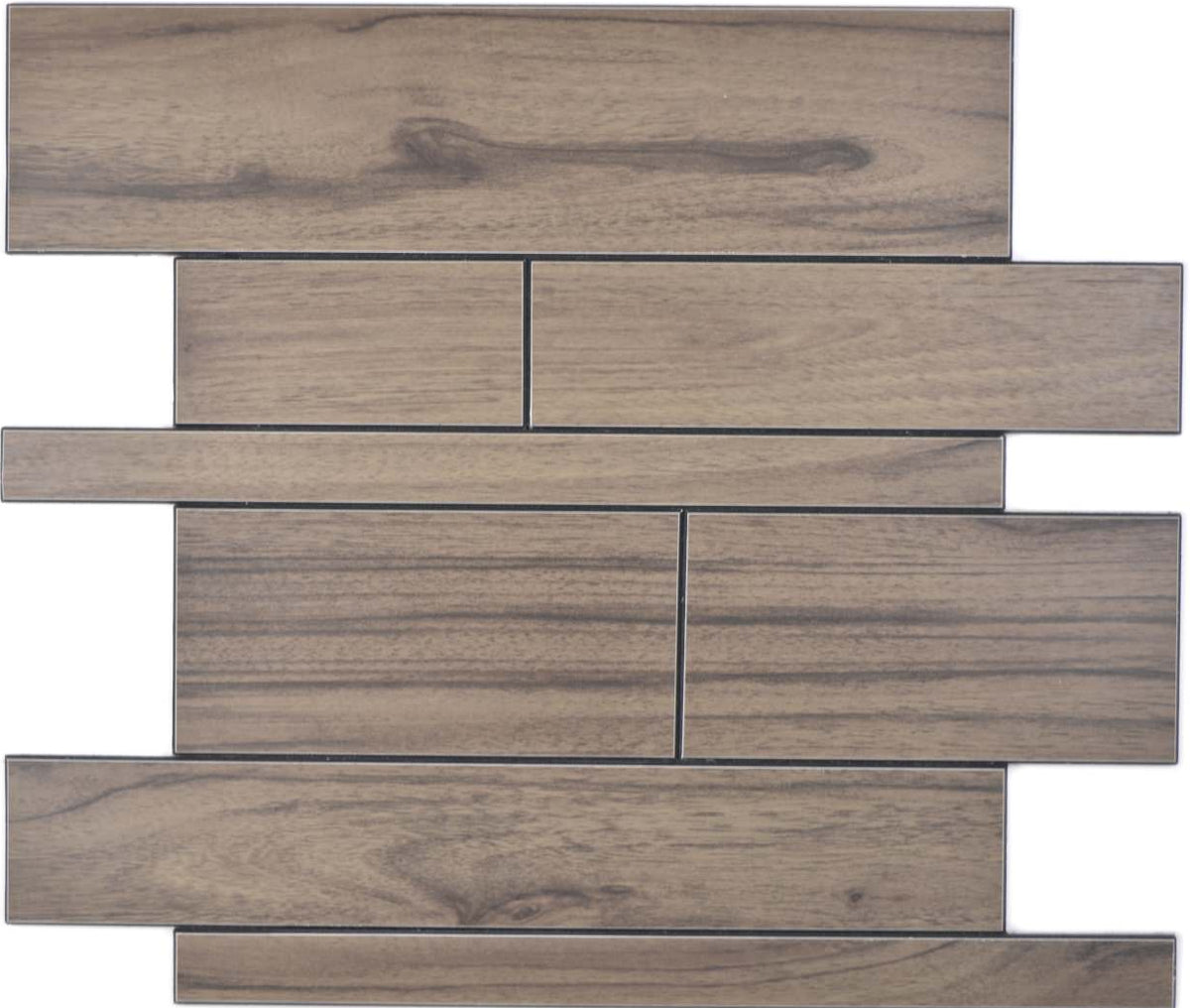 Selbstklebende Holz Optik Mosaikfliese Metall Braun