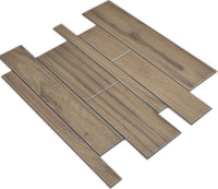 Selbstklebende Holz Optik Mosaikfliese Metall Braun Matt