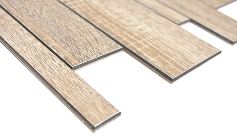 Selbstklebende Holzoptik Mosaikfliese Metall Ziegel Design Bad