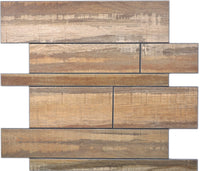Selbstklebende Holzoptik Mosaikfliese Rustikal Braun Metall Ziegel Design