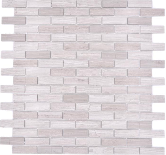 Selbstklebende Marmor Mosaikfliese Weißgrau Brickstone