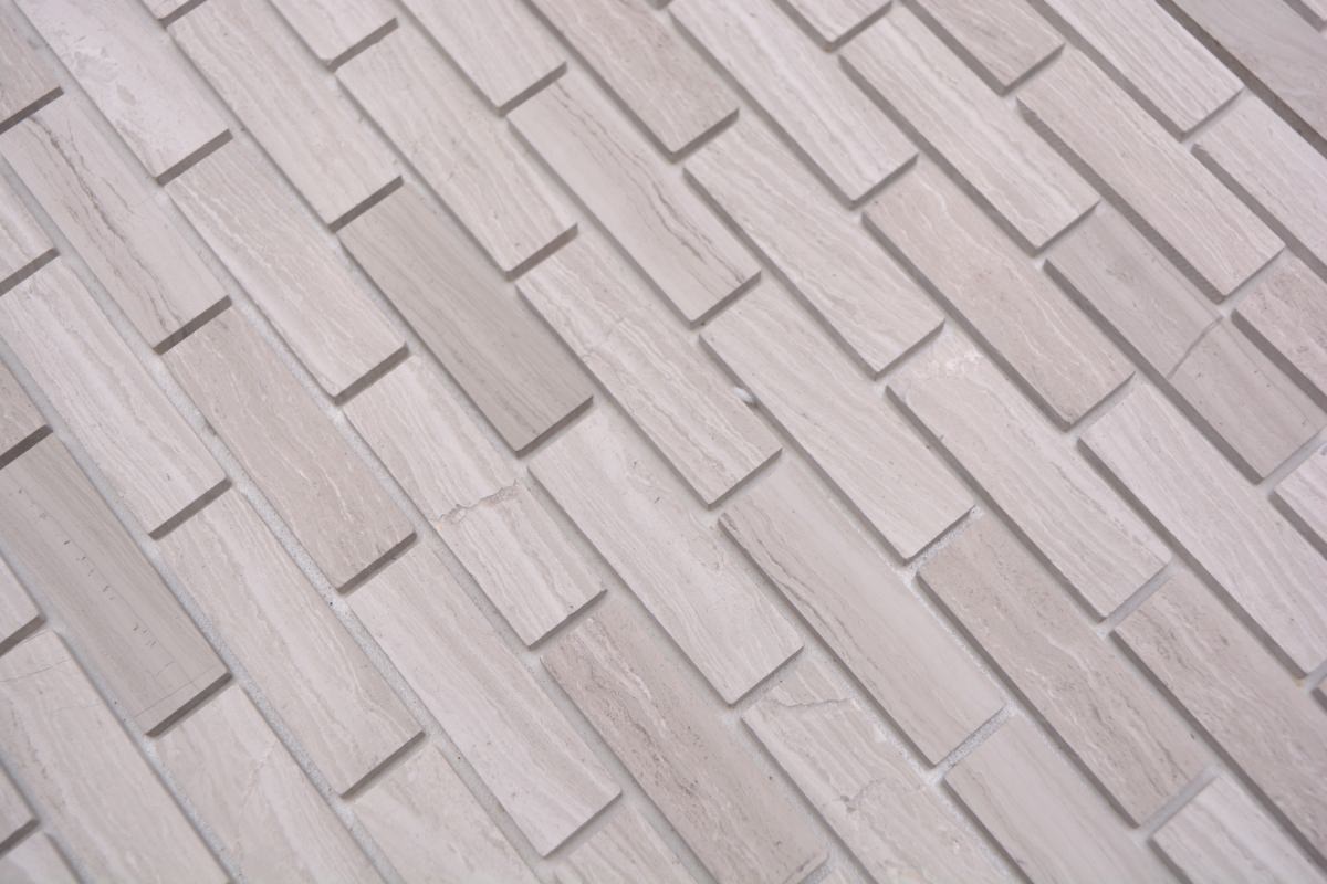 Selbstklebende Marmor Mosaikfliese Weißgrau Brickstone Plättli