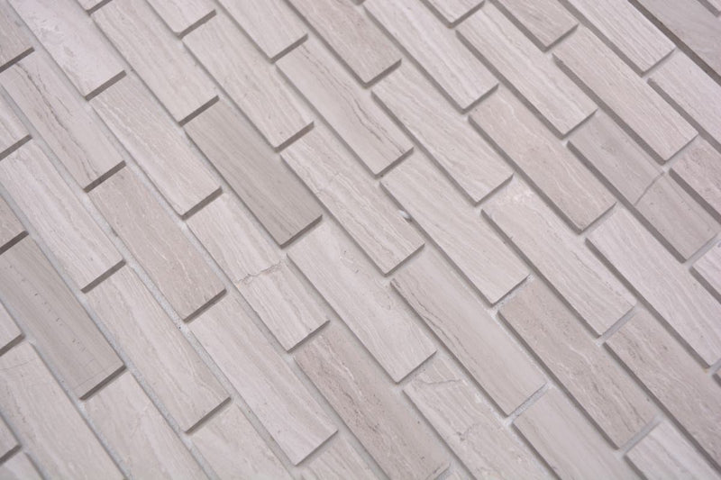 Selbstklebende Marmor Mosaikfliese Weißgrau Brickstone Plättli