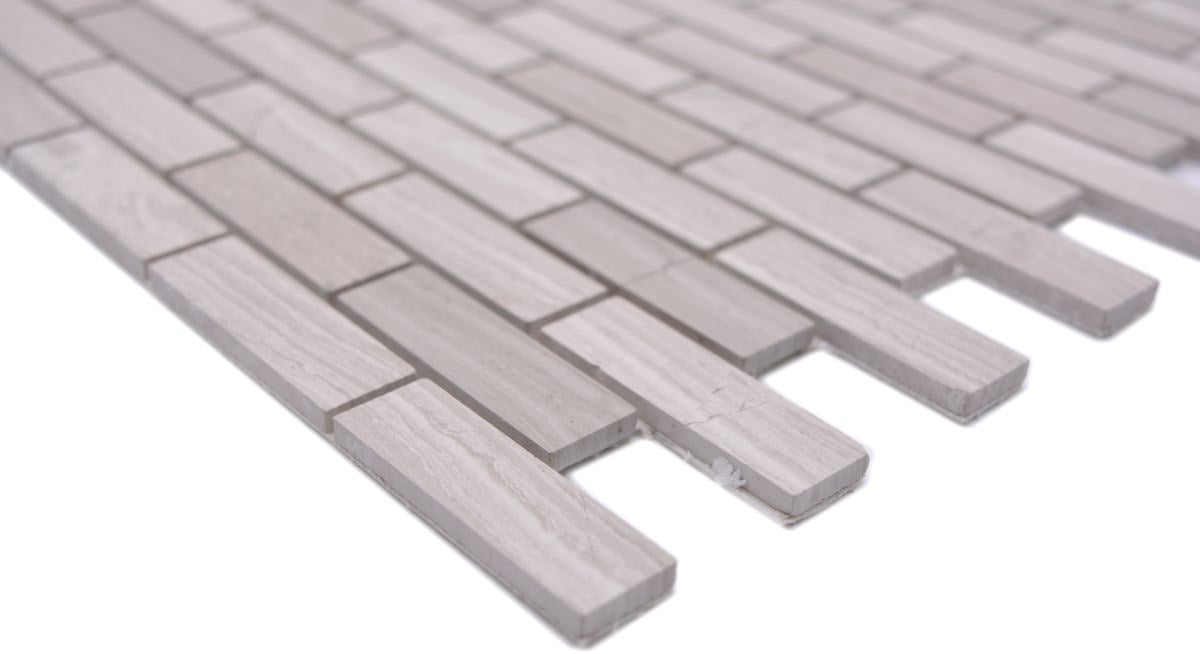 Selbstklebende Marmor Mosaikfliese Weißgrau Brickstone Ziegel