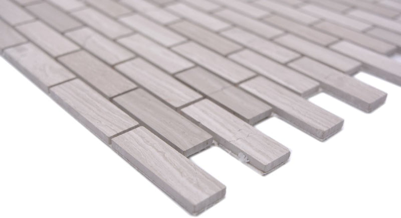 Selbstklebende Marmor Mosaikfliese Weißgrau Brickstone Ziegel