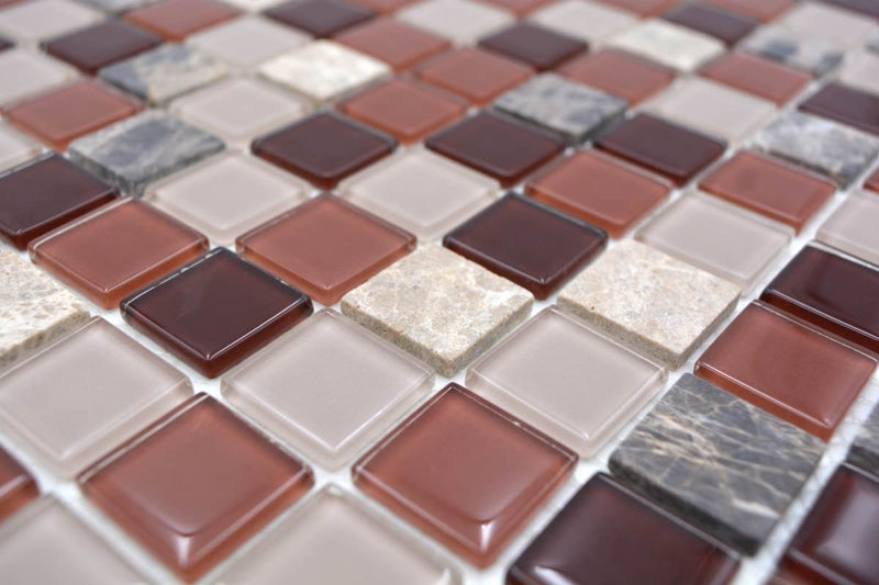 Selbstklebende Mosaikfliese Braun Transluzent Stein 300x300 mm Bodenbelag