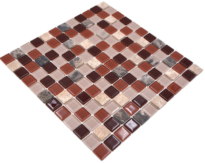 Selbstklebende Mosaikfliese Braun Transluzent Stein 300x300 mm Fliesenaufkleber