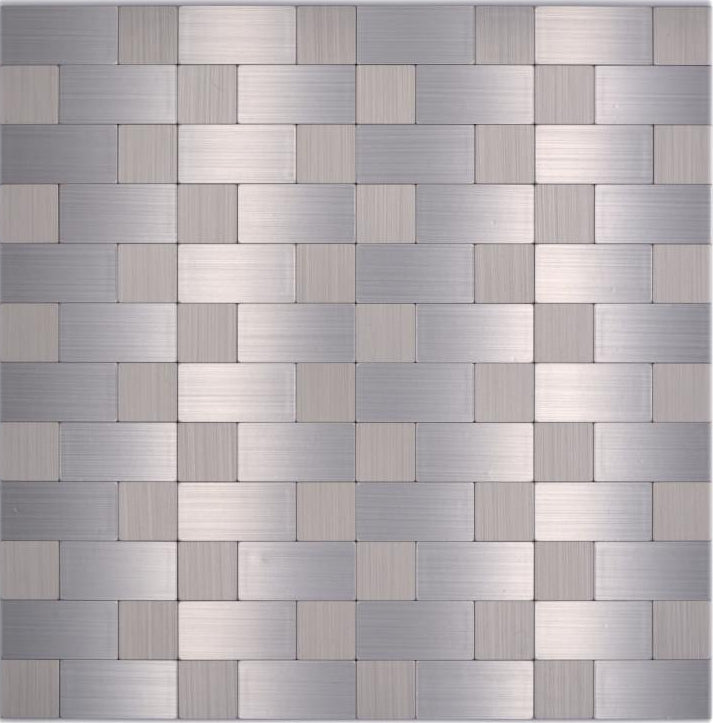 Selbstklebende Mosaikfliese Metalloptik Silber Mix