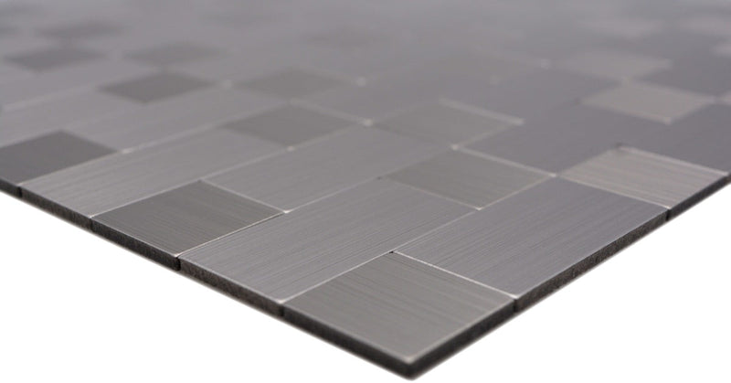 Selbstklebende Mosaikfliese Metalloptik Silber Mix Bad Plättli