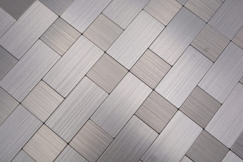 Selbstklebende Mosaikfliese Metalloptik Silber Mix Plättli