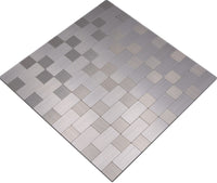 Selbstklebende Mosaikfliese Metalloptik Silber Mix Ziegel Plättli
