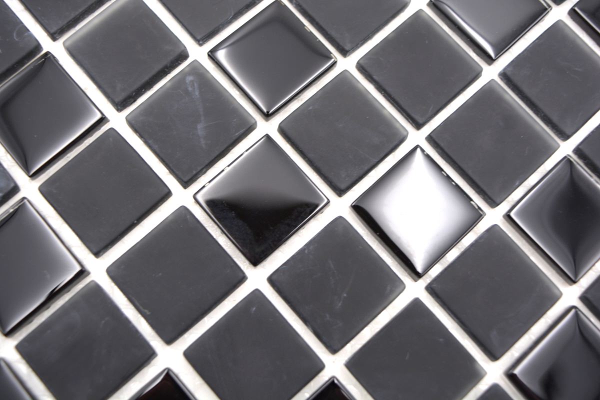 Selbstklebende Mosaikfliese Mitternachts Schwarz Glas Plättli