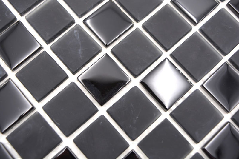 Selbstklebende Mosaikfliese Mitternachts Schwarz Glas Plättli