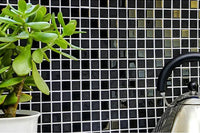 Selbstklebende Mosaikfliese Mitternachts Schwarz Plättli