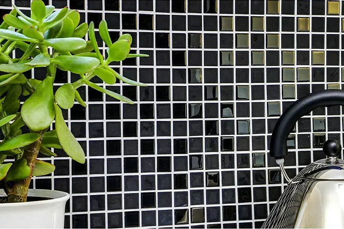 Selbstklebende Mosaikfliese Mitternachts Schwarz Plättli