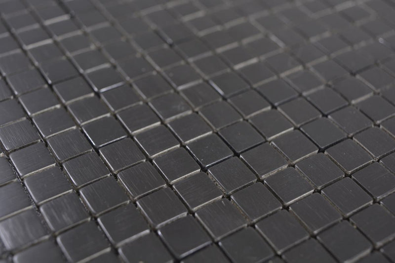 Selbstklebende Mosaikfliese Schwarzer Stein Matt Metall