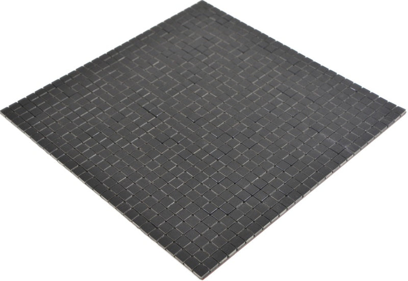 Selbstklebende Mosaikfliese Schwarzer Stein Matt Metall Plättli