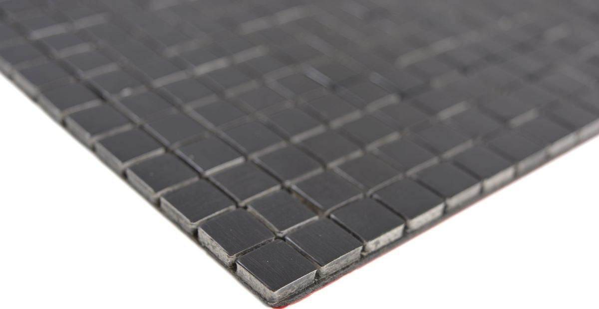 Selbstklebende Mosaikfliese Schwarzer Stein Matt Qadrat Plättli