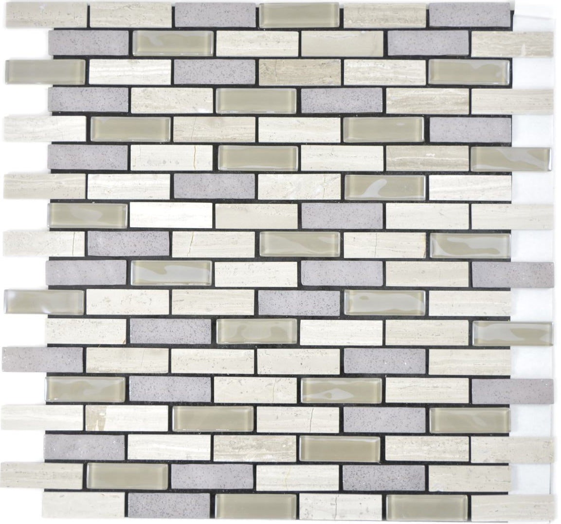 Selbstklebende Mosaikfliese Ziegel Grau Brick