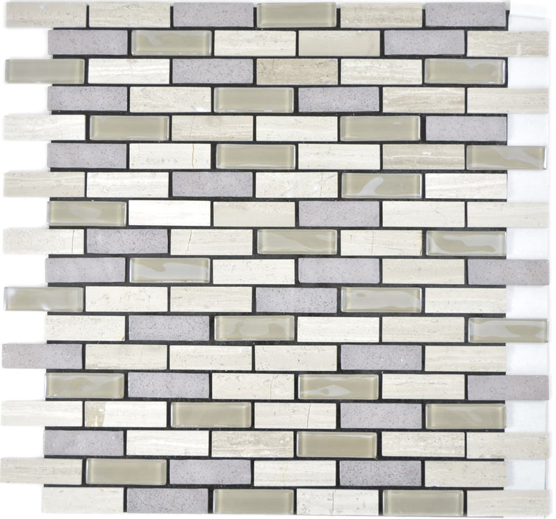 Selbstklebende Mosaikfliese Ziegel Grau Brick