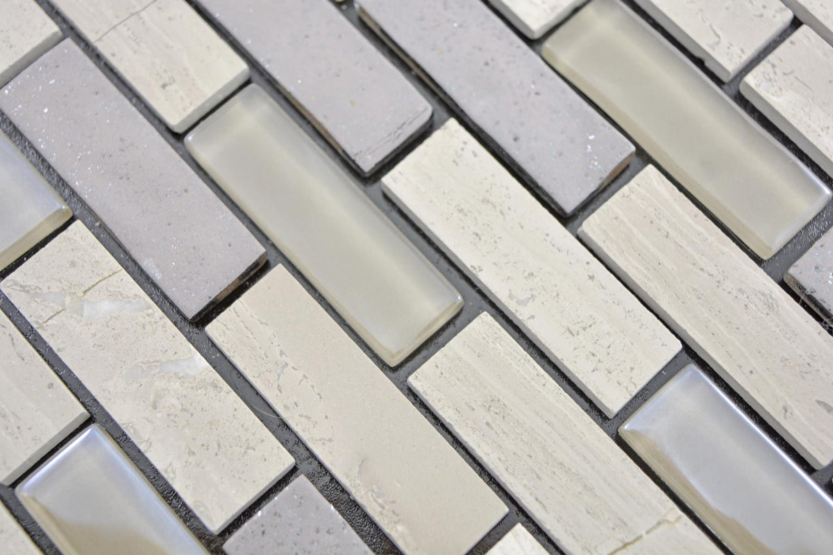 Selbstklebende Mosaikfliese Ziegel Grau Brick Plättli