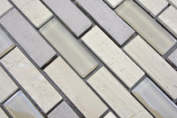 Selbstklebende Mosaikfliese Ziegel Grau Brick Plättli