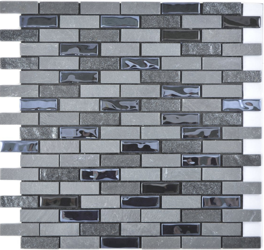Selbstklebende Mosaikfliese Ziegel Schwarz Brick