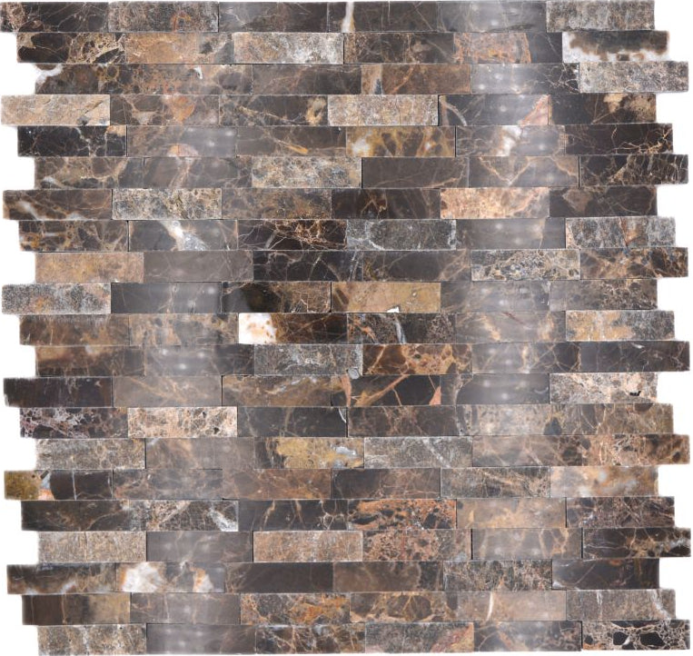 Selbstklebende Naturstein Mosaikfliese Marmor Optik Braun 