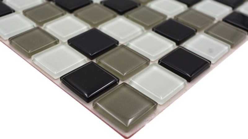 Selbstklebendes Glasmosaik Plättli Olive Mix 300x300 mm Grün Schwarz