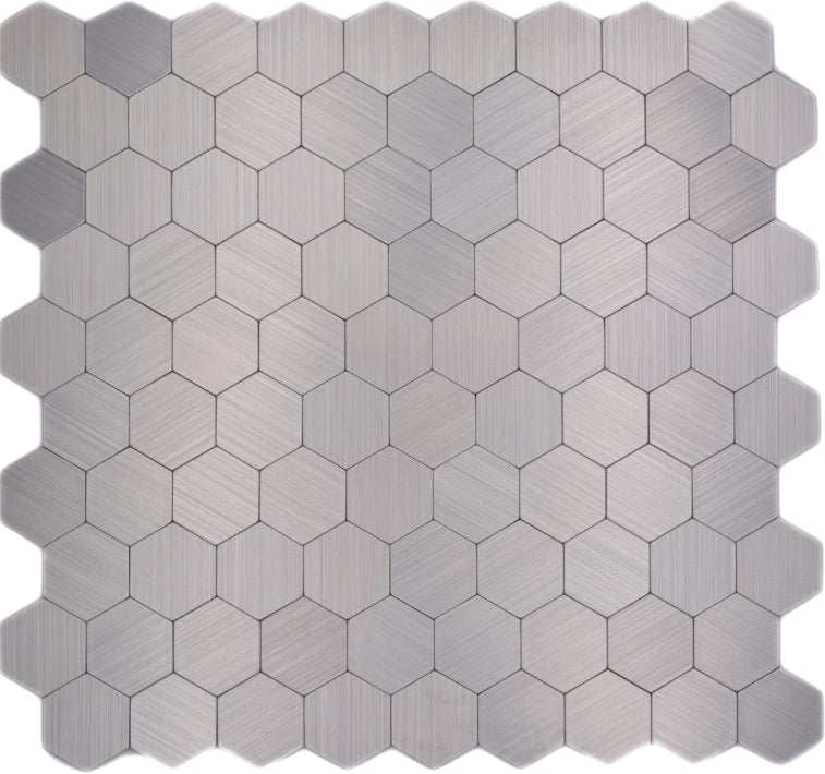 Selbstklebendes Metall Hexagon Plättli Mosaik Silber Glänzend 