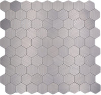 Selbstklebendes Metall Hexagon Plättli Mosaik Silber Glänzend 