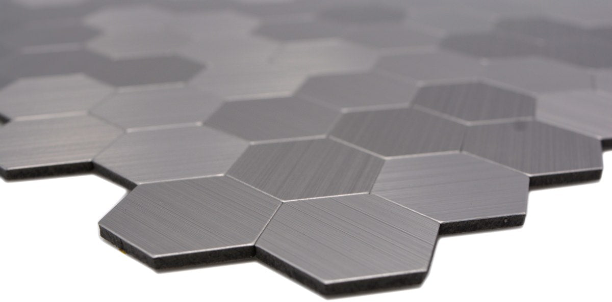 Selbstklebendes Metall Hexagon Plättli Mosaik Silber Glänzend Fliesen
