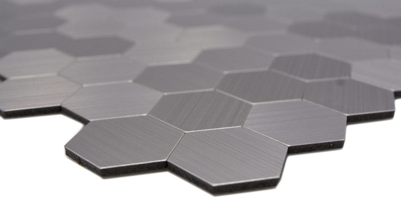 Selbstklebendes Metall Hexagon Plättli Mosaik Silber Glänzend Fliesen