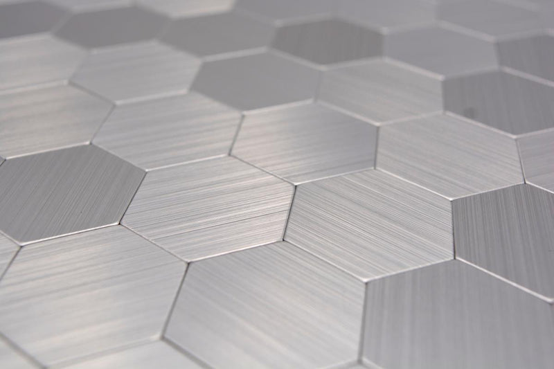 Selbstklebendes Metall Hexagon Plättli Mosaik Silber Glänzend  Sechseckige Fliese