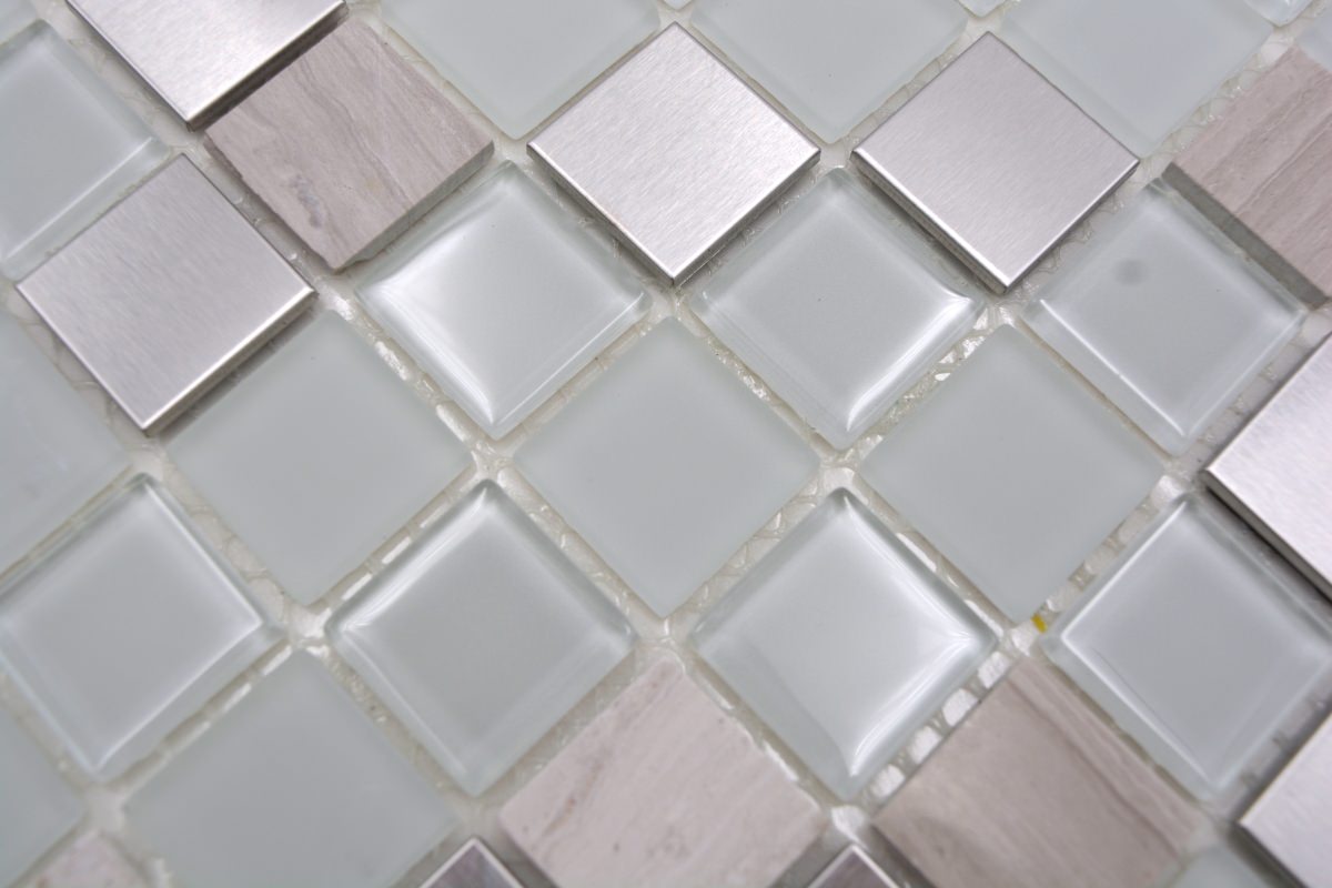 Selbstklebendes Mosaik Silber Mix Plättli