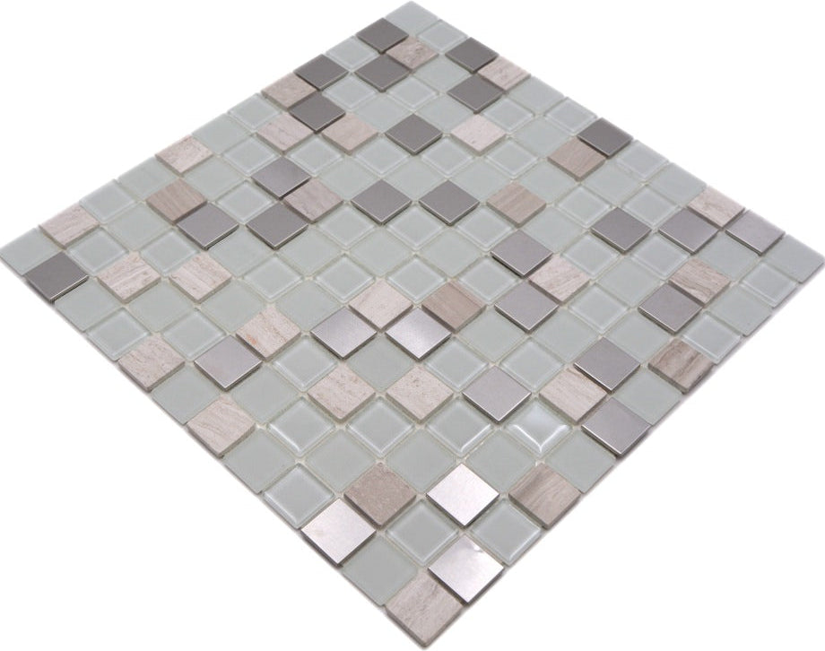 Selbstklebendes Mosaik Silber Mix Plättli Küche und Bad