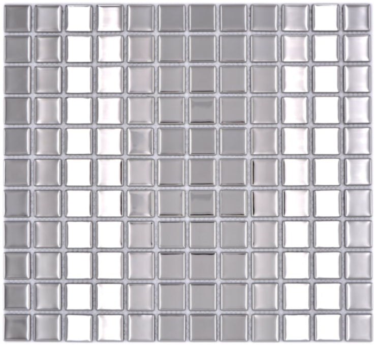 Silber Metal Look Glasmosaik Fliese