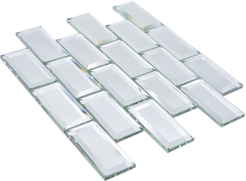 Spiegel Glas Mosaikfliese 298 x 298 mm Ziegel Optik