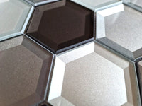 Spiegel Grau Mix Hexagon Glas Mosaikfliese Glänzend