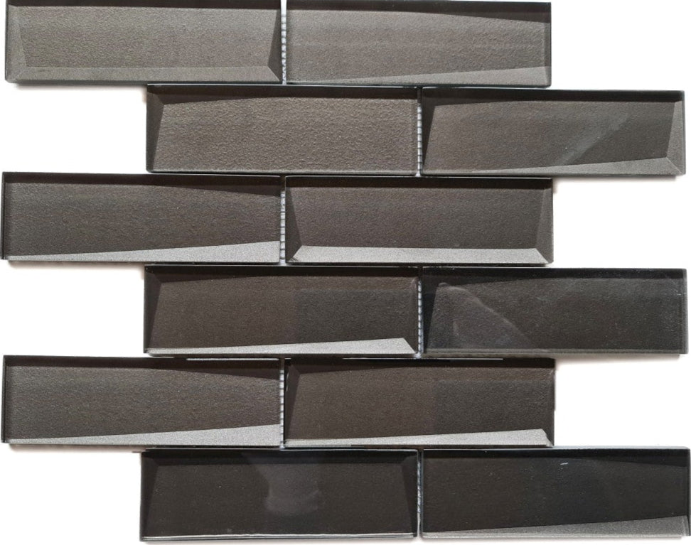 Spiegel Grau Schwarz Glas Mosaikfliese 30cm x 30cm