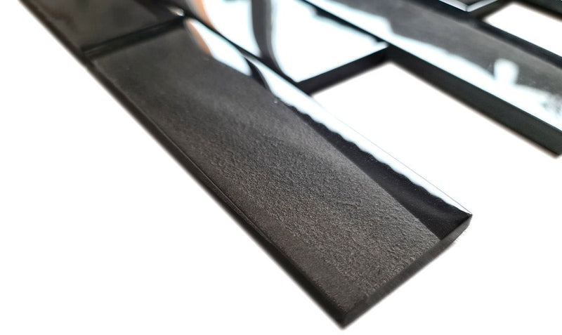 Spiegel Grau Schwarz Glas Mosaikfliese 30cm x 30cm Ziegel