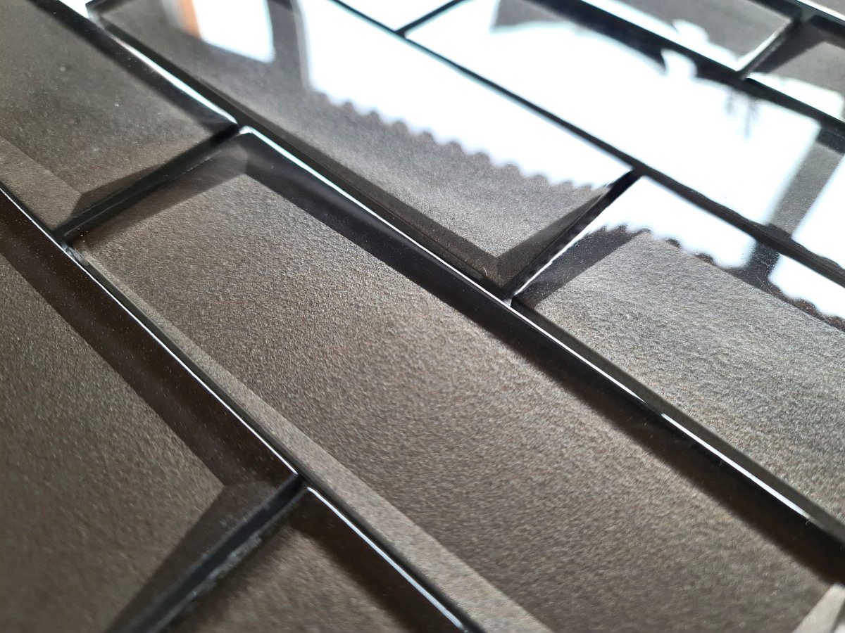 Spiegel Grau Schwarz Glas Mosaikfliese 30cm x 30cm Ziegel Plättli 3D