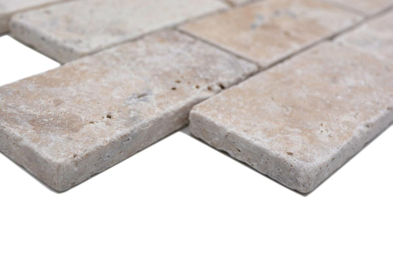 Splitface Beige Travertin Mosaikfliese Online Kaufen