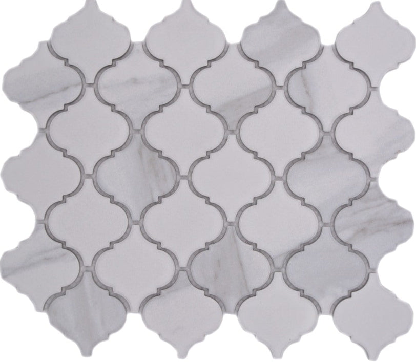 St. Moritz Weiss Marmor Arabesque Mosaikfliese Laternenform
