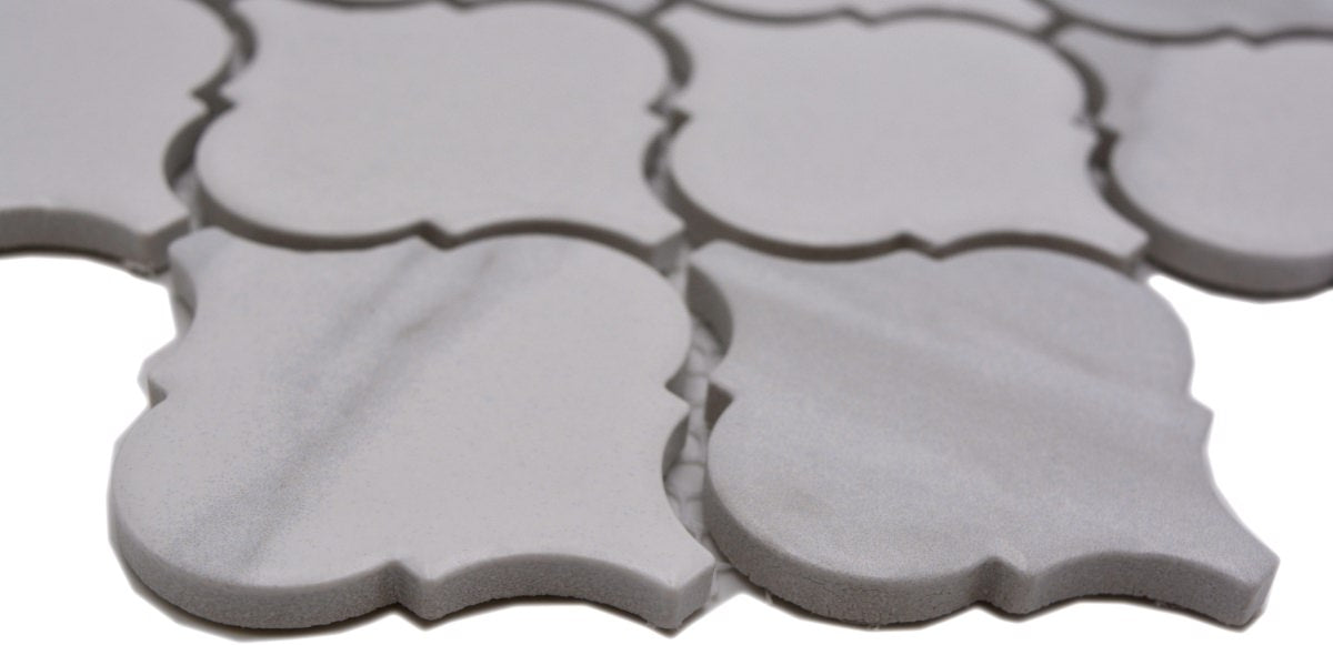 St. Moritz Weiss Marmor Optik Arabesque Mosaikfliese Laternenform