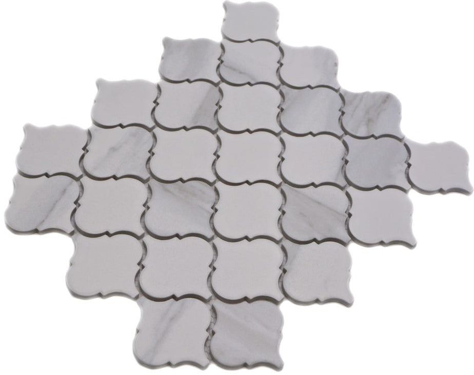 St. Moritz Weiss Plättli Arabesque Mosaikfliese Laternenform