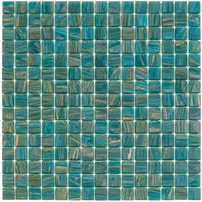 Türkis Gold Ader Quadrat Glas Mosaik Fliese