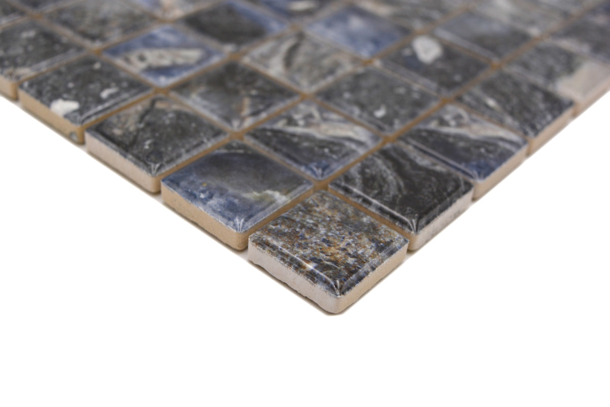 Tief Blau Schwarz Keramik Mosaikfliese 23x23 mm Dekor Wand Fliesen