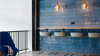 Blau Metro Porzellan Mosaikfliese Wand Cafe und Restaurant Design