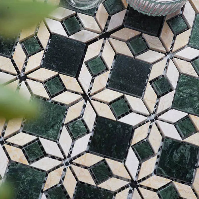 Viktorianische Marmor Grün Beige Muster Mosaik Fliesen
